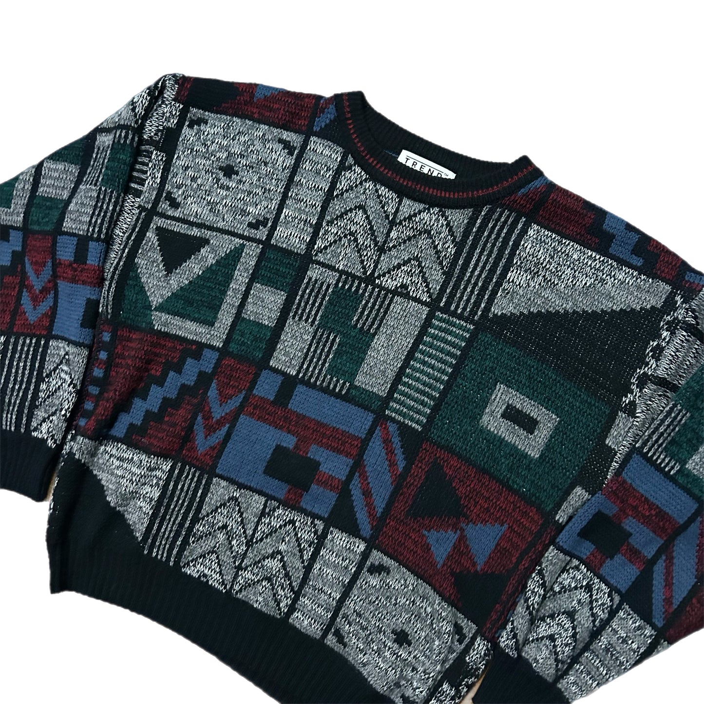 (L) Vintage Basic Trends Geometric Sweater
