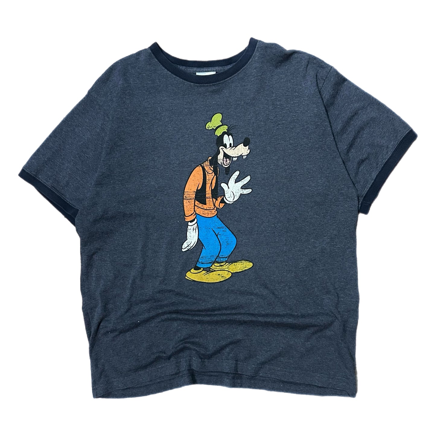 (L) Y2K Disney Goofy Grey Ringer Tee