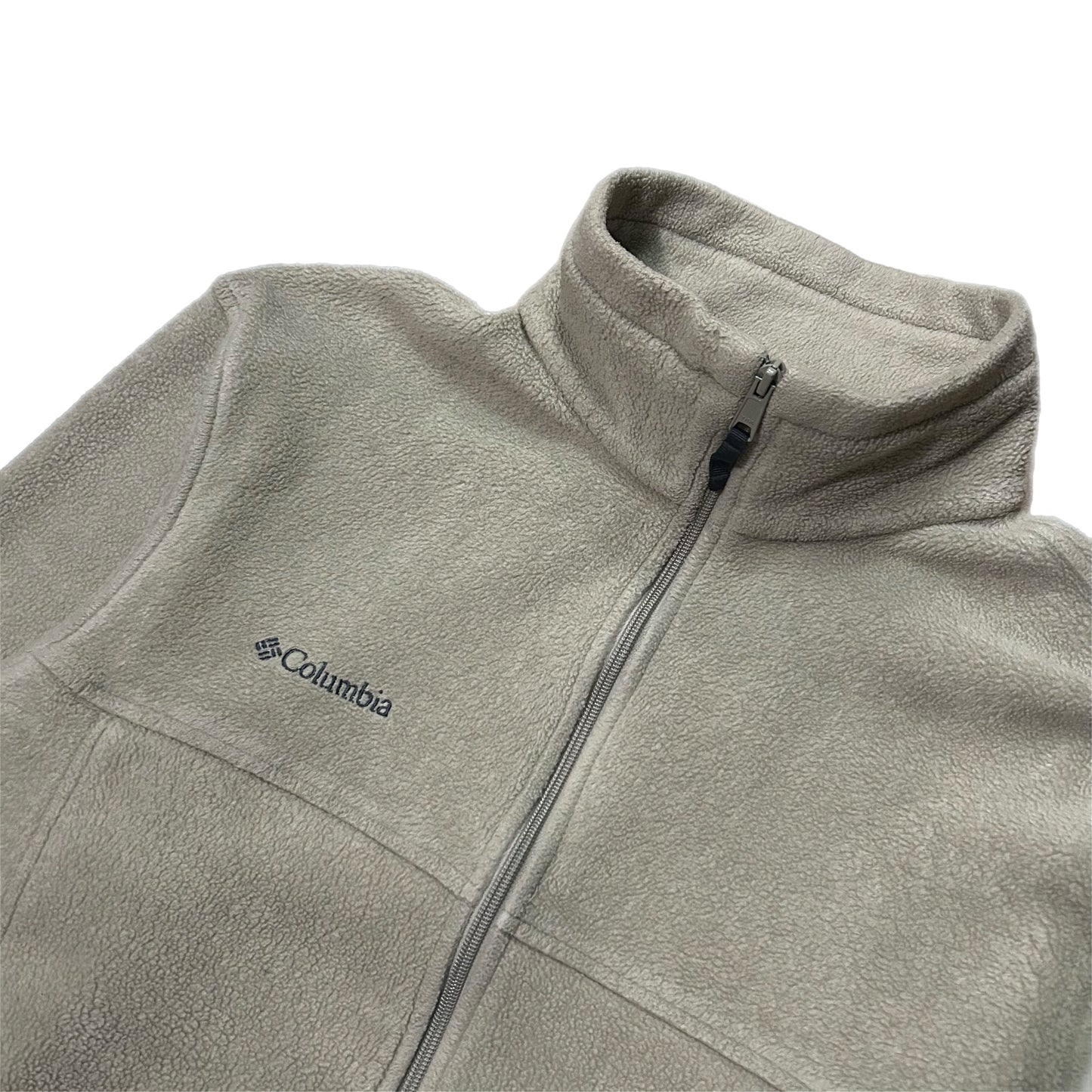 (L) Columbia Beige Full-Zip Fleece