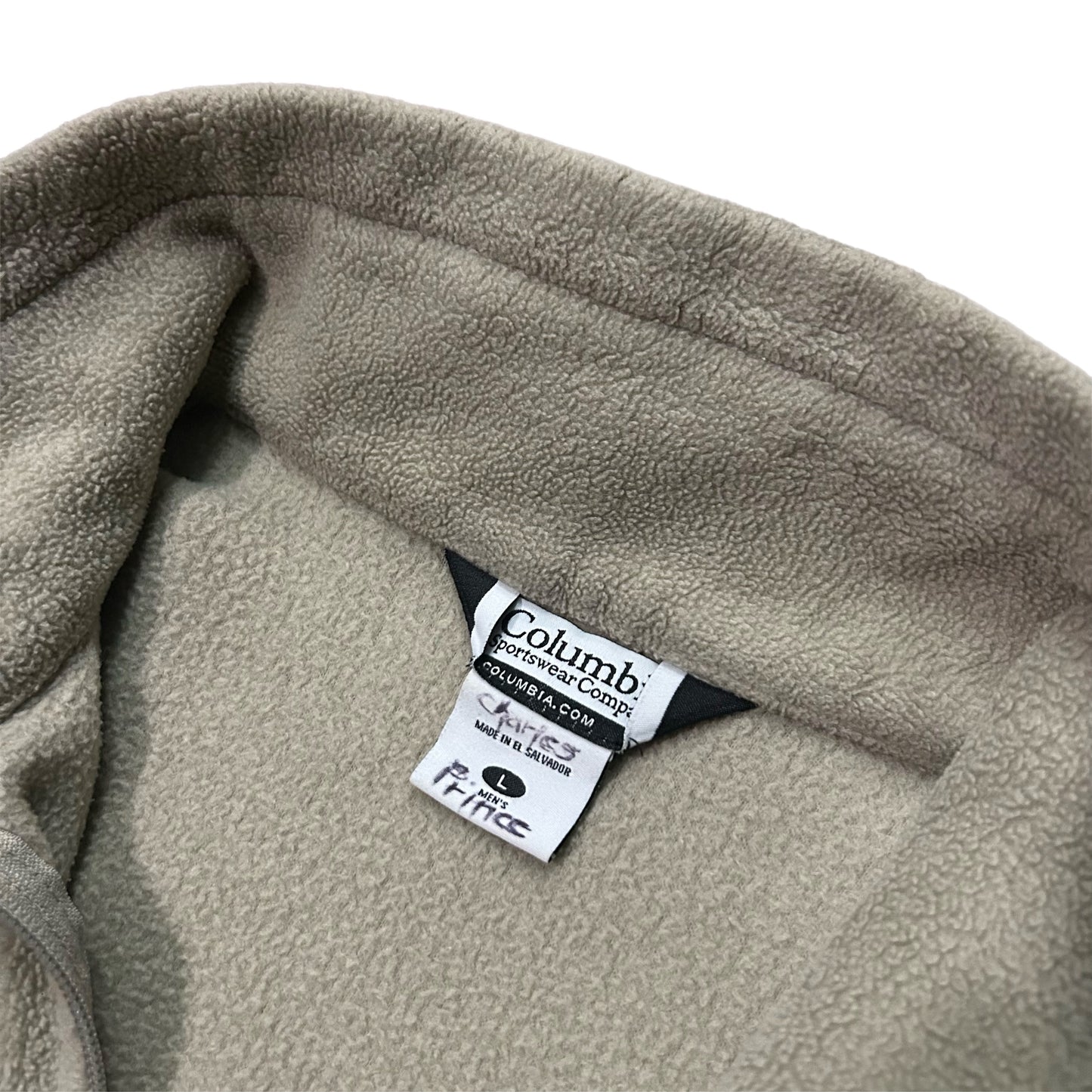 (L) Columbia Beige Full-Zip Fleece