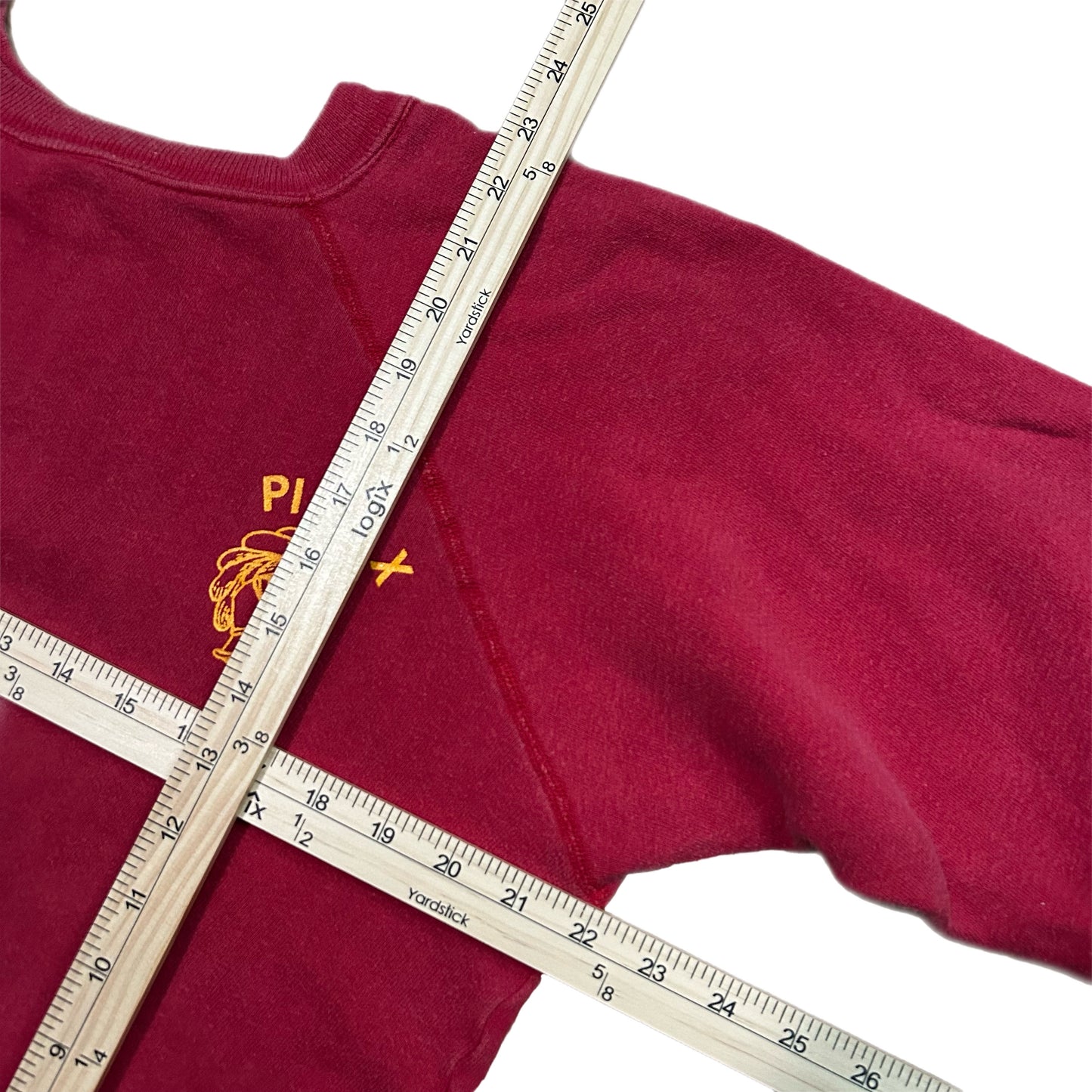 (L) 1970s Champion USC Pius X Red Crewneck
