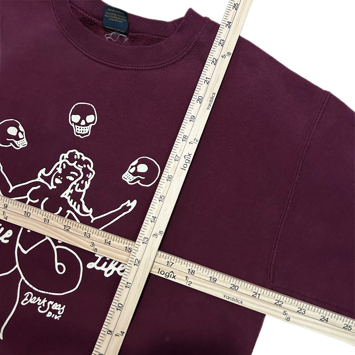 (M) Dark Seas Mermaid Burgandy Crewneck