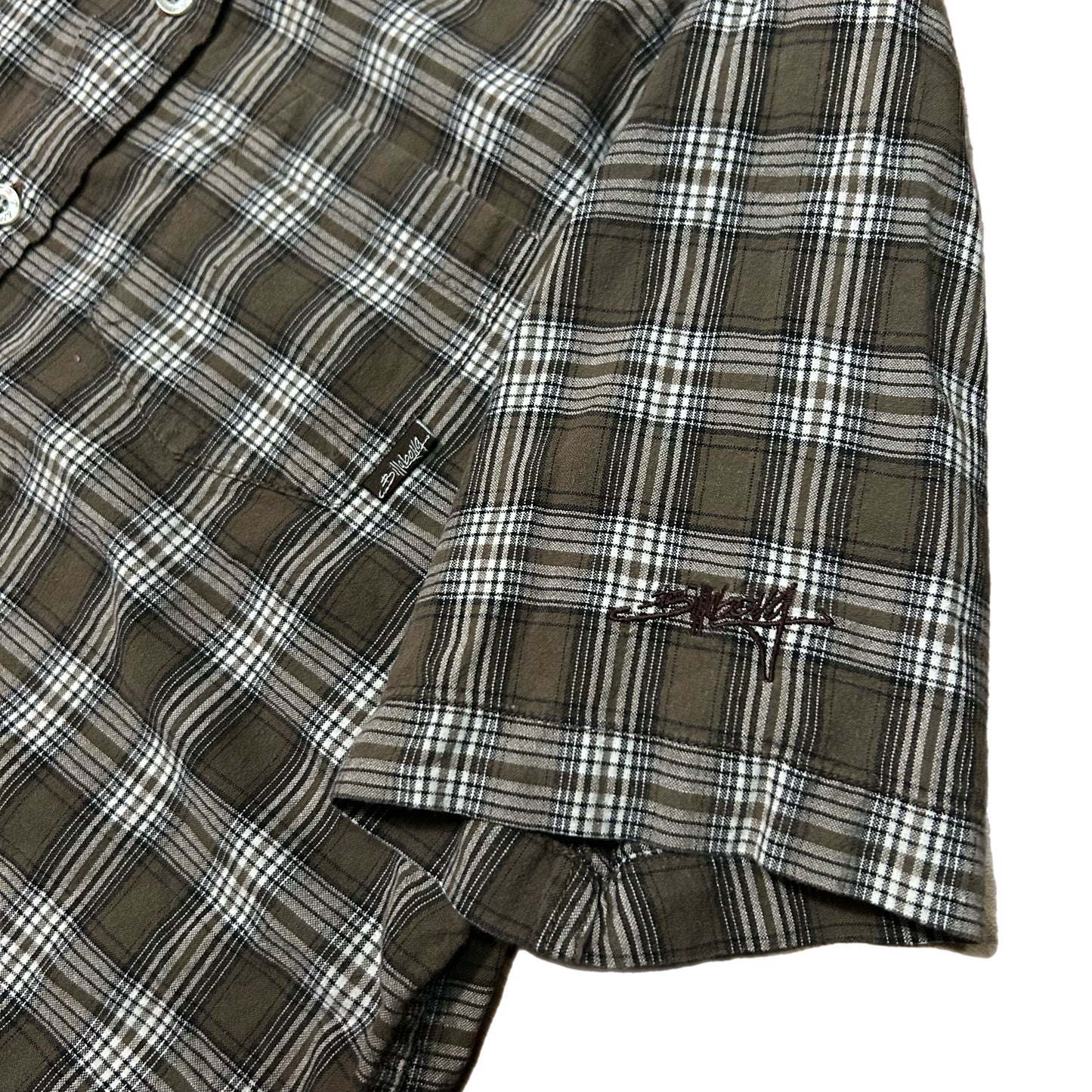 (Boys L) Y2K Billabong Brown Plaid Button-Up