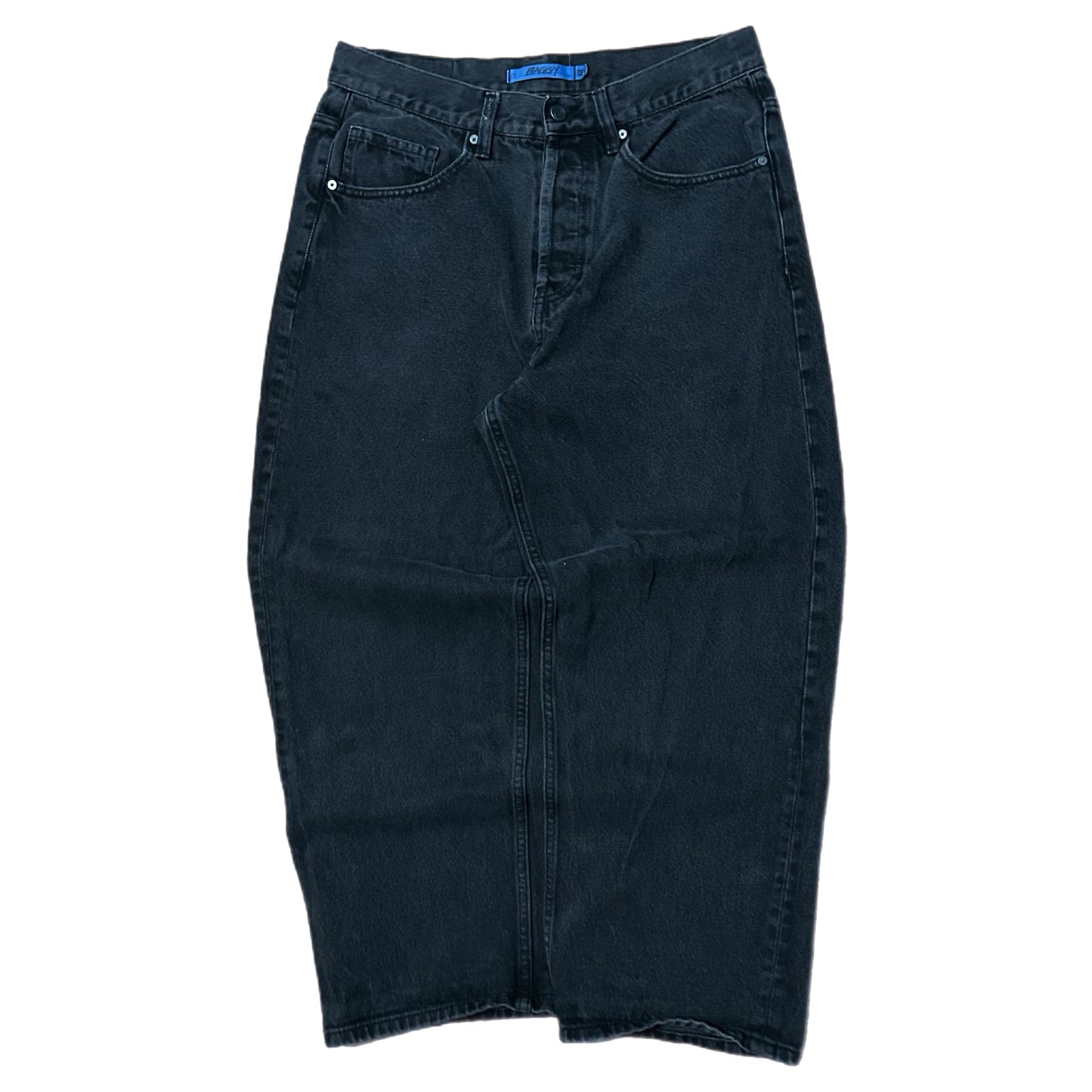 (32) Y2K DC Dark Wash Black Baggy Denim