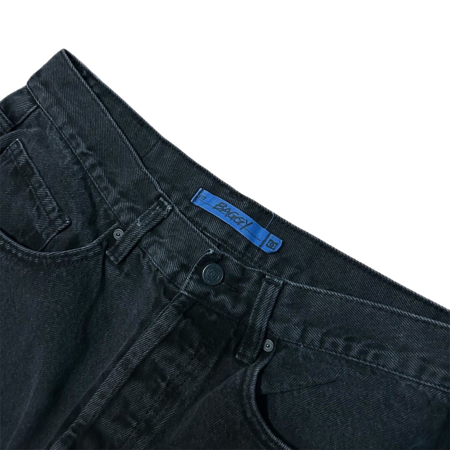 (32) Y2K DC Dark Wash Black Baggy Denim
