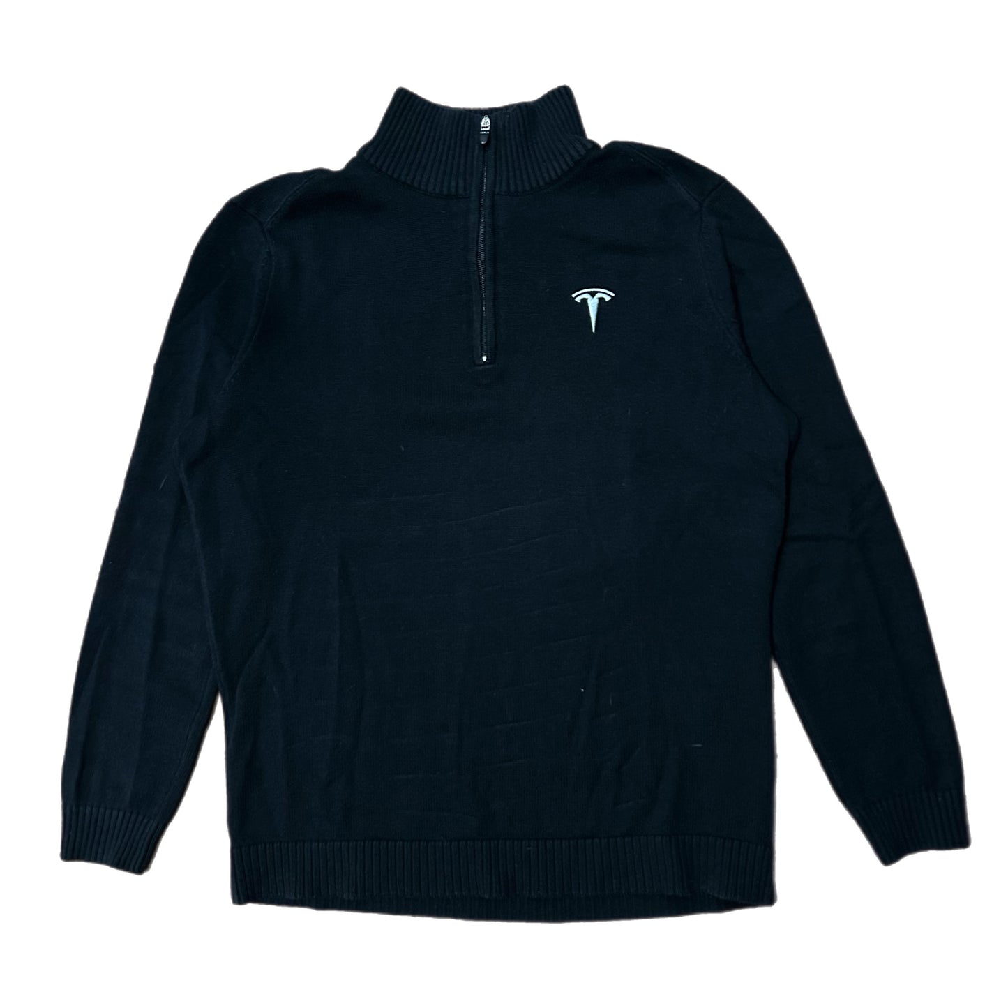 (M) Tesla Black Quarter-Zip Fleece Pullover