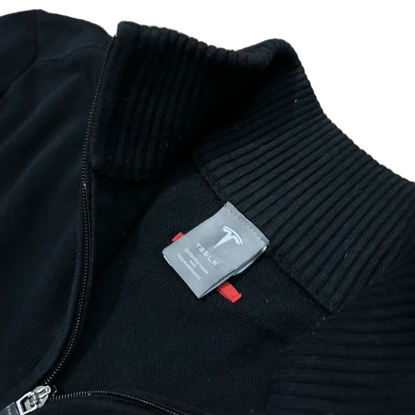 (M) Tesla Black Quarter-Zip Fleece Pullover