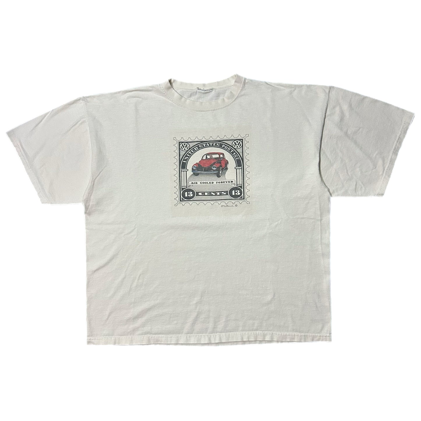 (XL) Vintage Volkswagen Beetle Postage Stamp White Shirt
