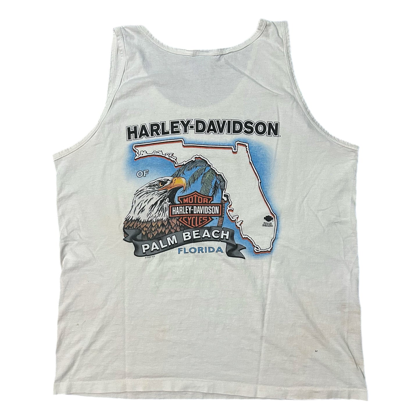 (XL) 2000 Harley Davidson Palm Beach White Tank Top
