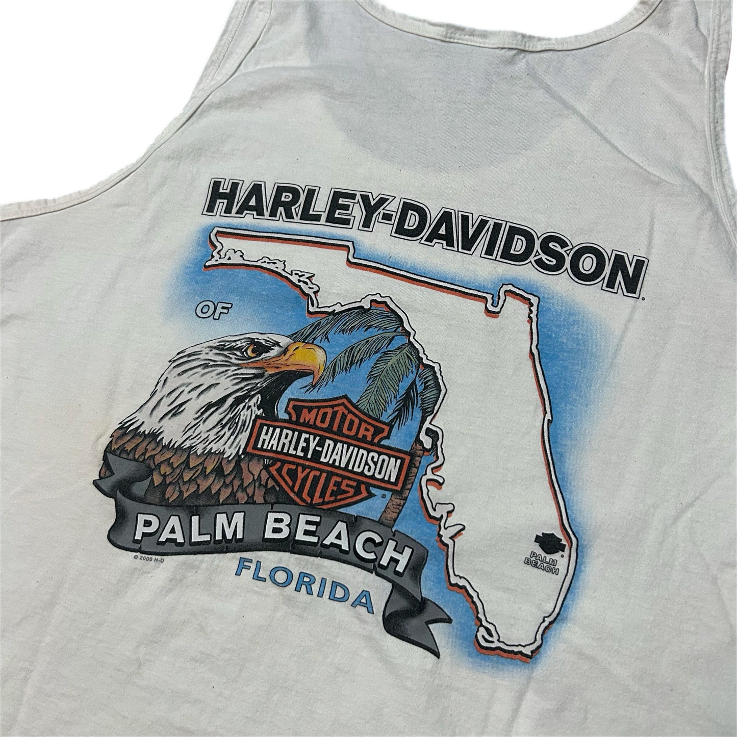 (XL) 2000 Harley Davidson Palm Beach White Tank Top