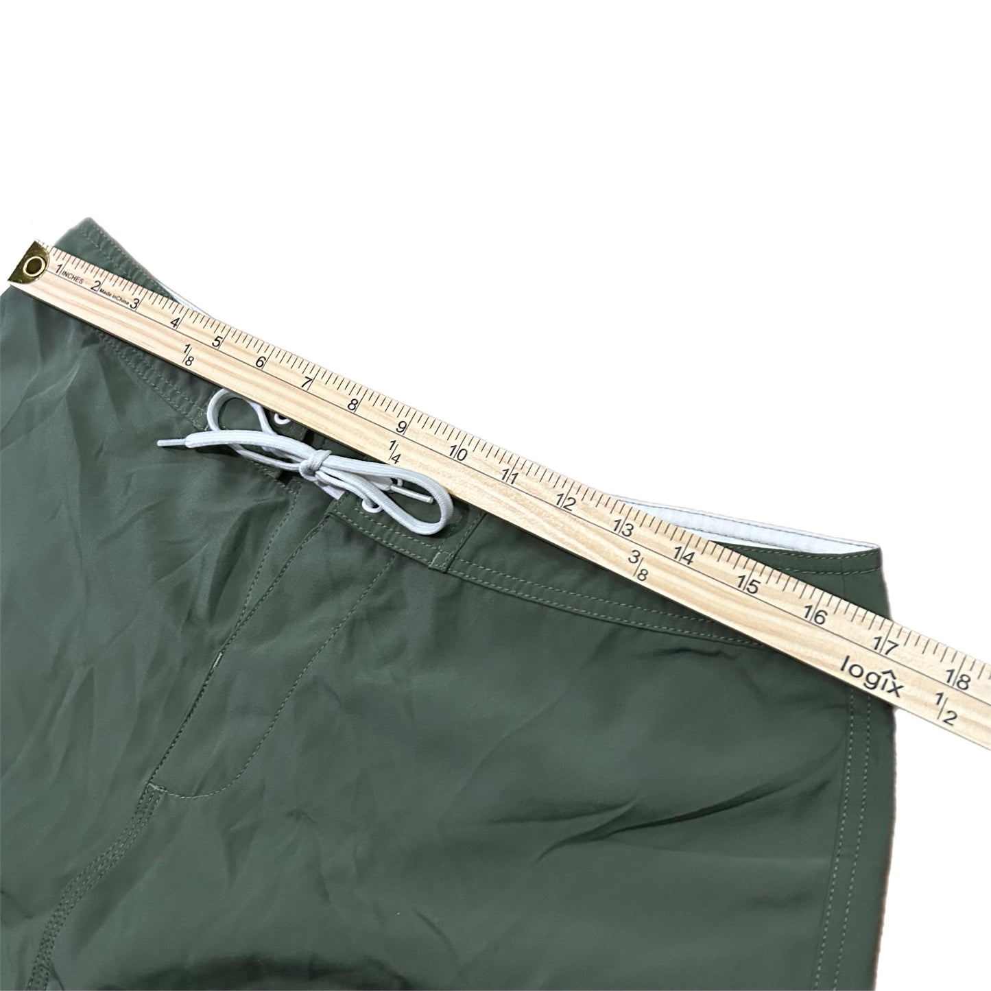 (32) Stussy Olive Green Nylon Swim Shorts
