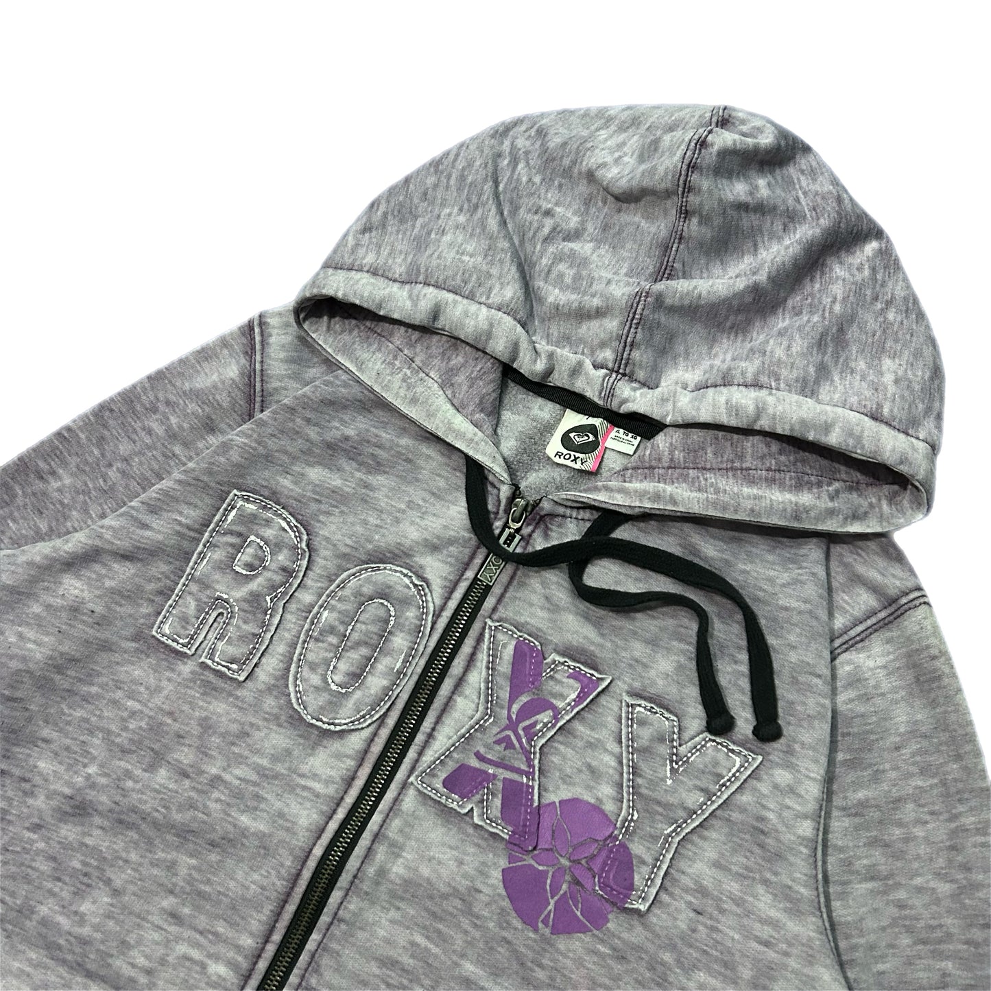 (XL) Y2K Women's Roxy Purple Zip-Up Hoodie