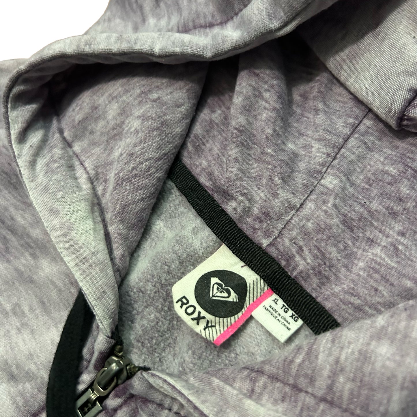 (XL) Y2K Women's Roxy Purple Zip-Up Hoodie