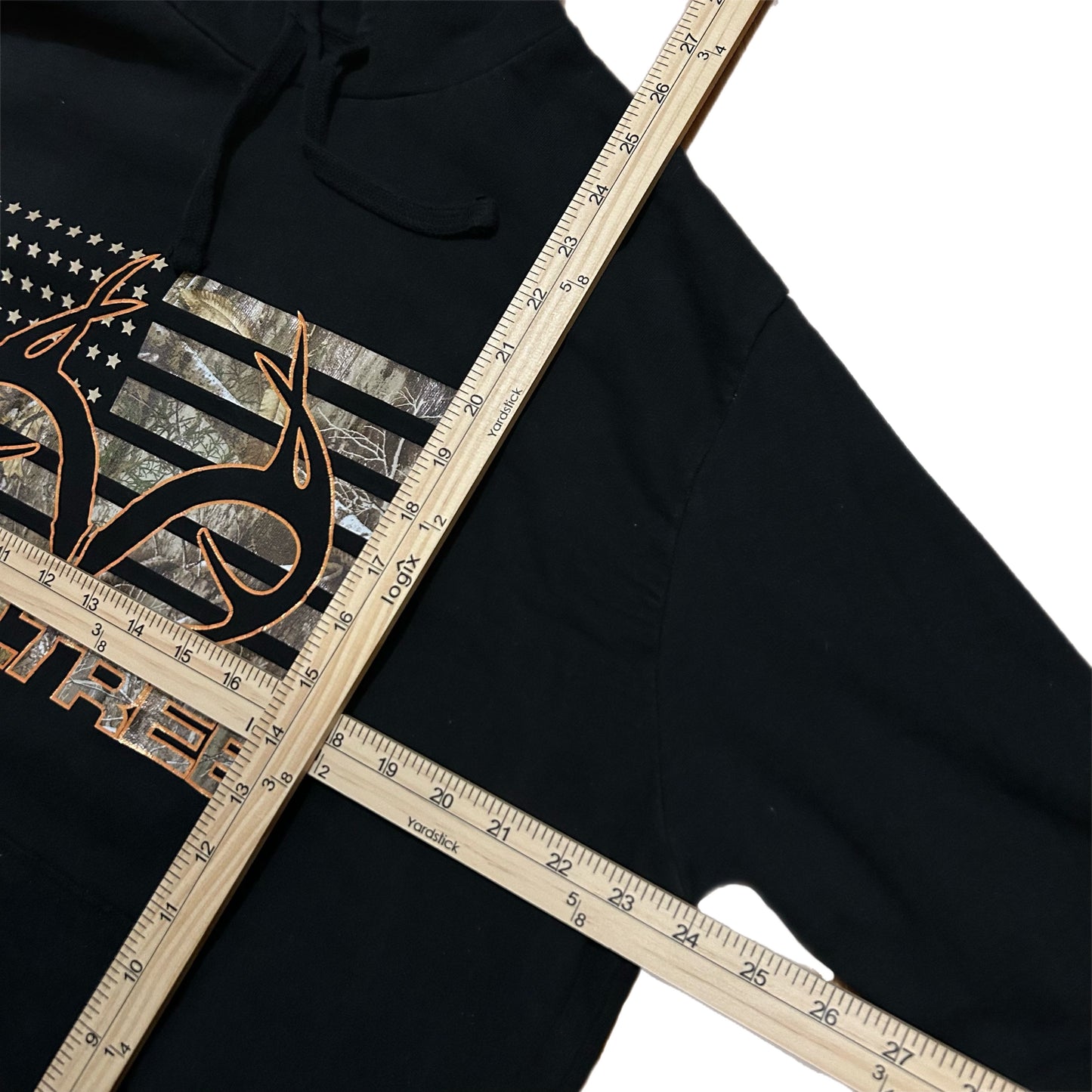 (XL) Y2K Realtree Camo Flag Black Hoodie