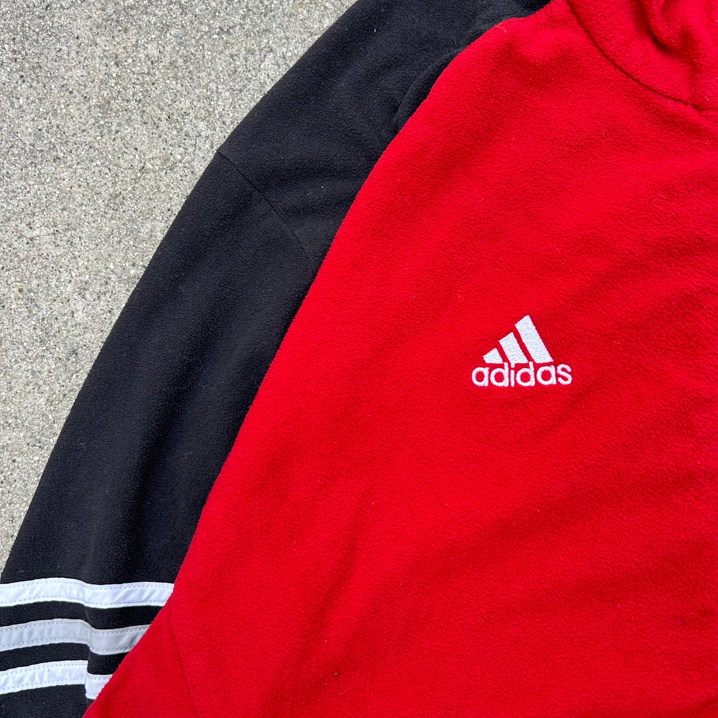 (L) 2000s Adidas Red Zip-Up Fleece