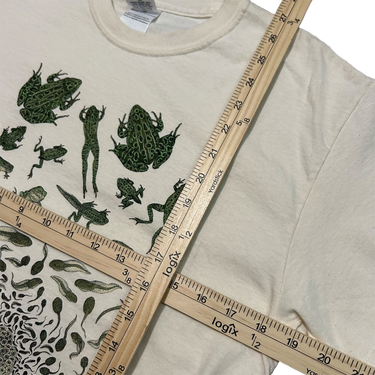 (M) Vintage Frog Life Cycle Beige T-Shirt