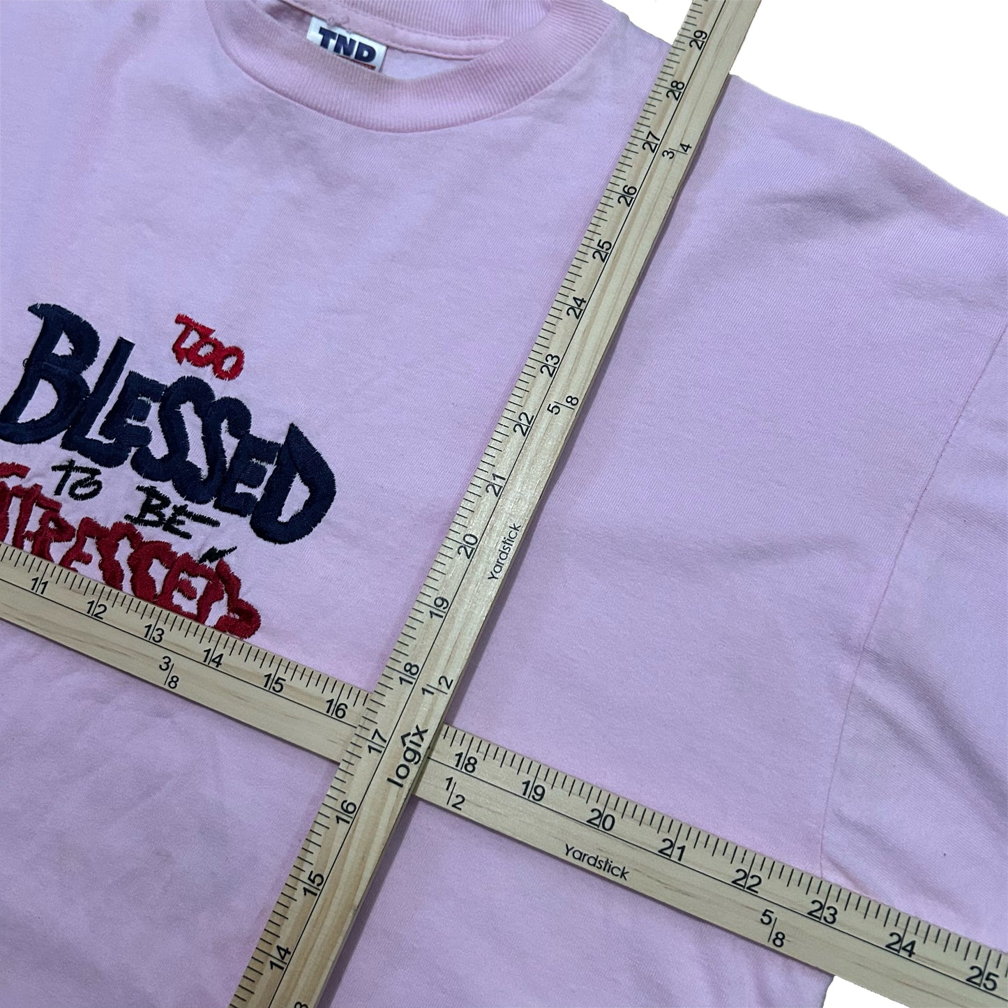 (XL) Vintage Too Blessed to Be Stressed Pink T-Shirt