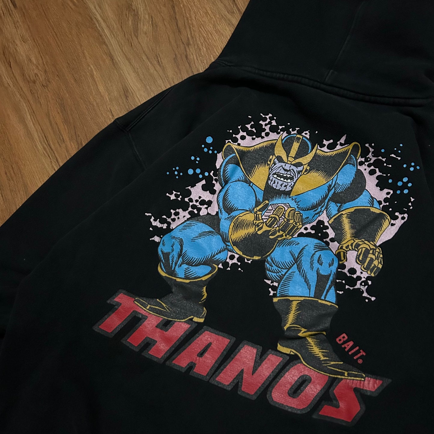 (L) Marvel X Bait Thanos Comic Graphic Black Pullover Hoodie