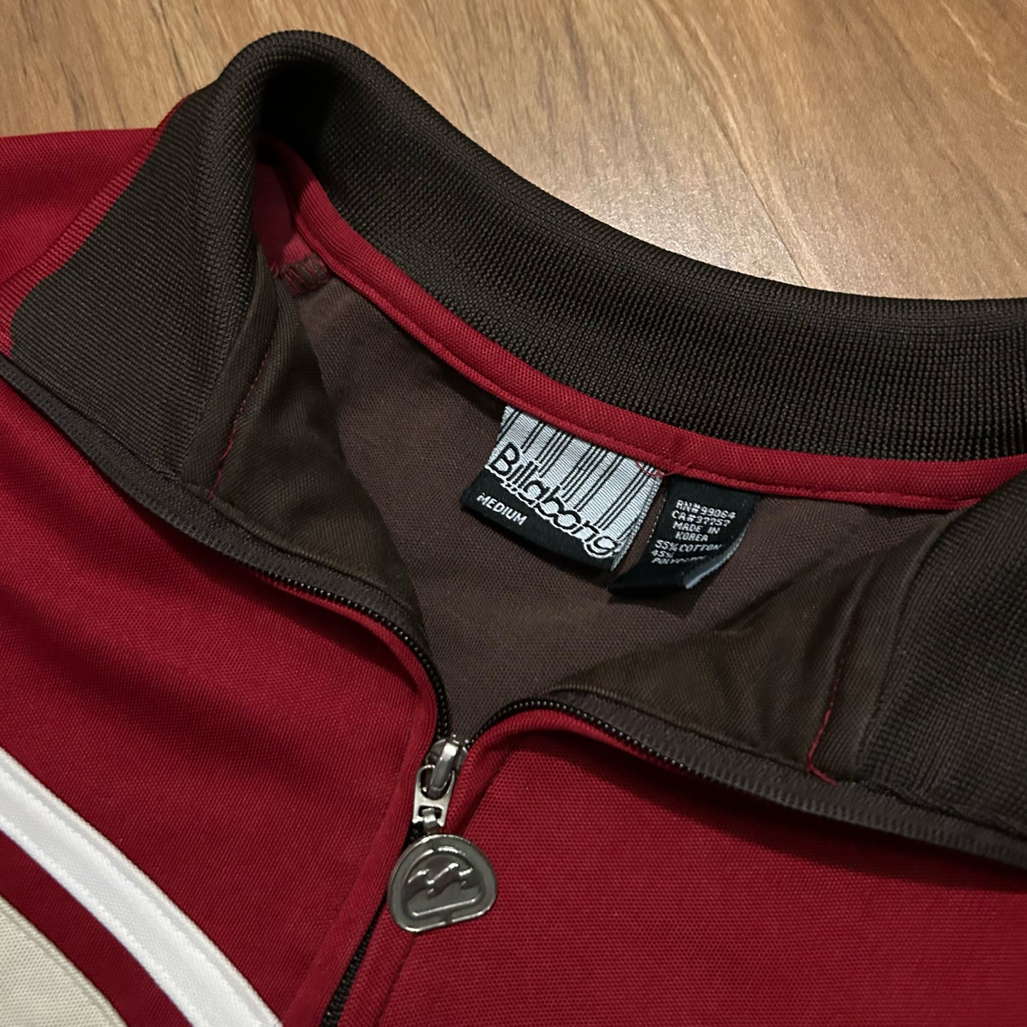 (M) Vintage Y2K Billabong Striped Red Brown Full Zip Track Jacket