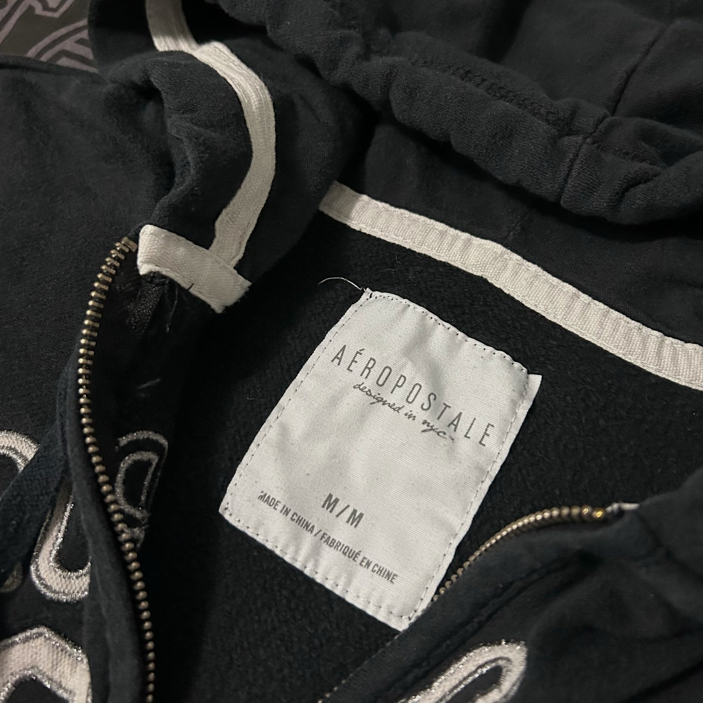 (Woman M) Vintage Y2K Aeropostale New York 87 Full Zip Black Hoodie