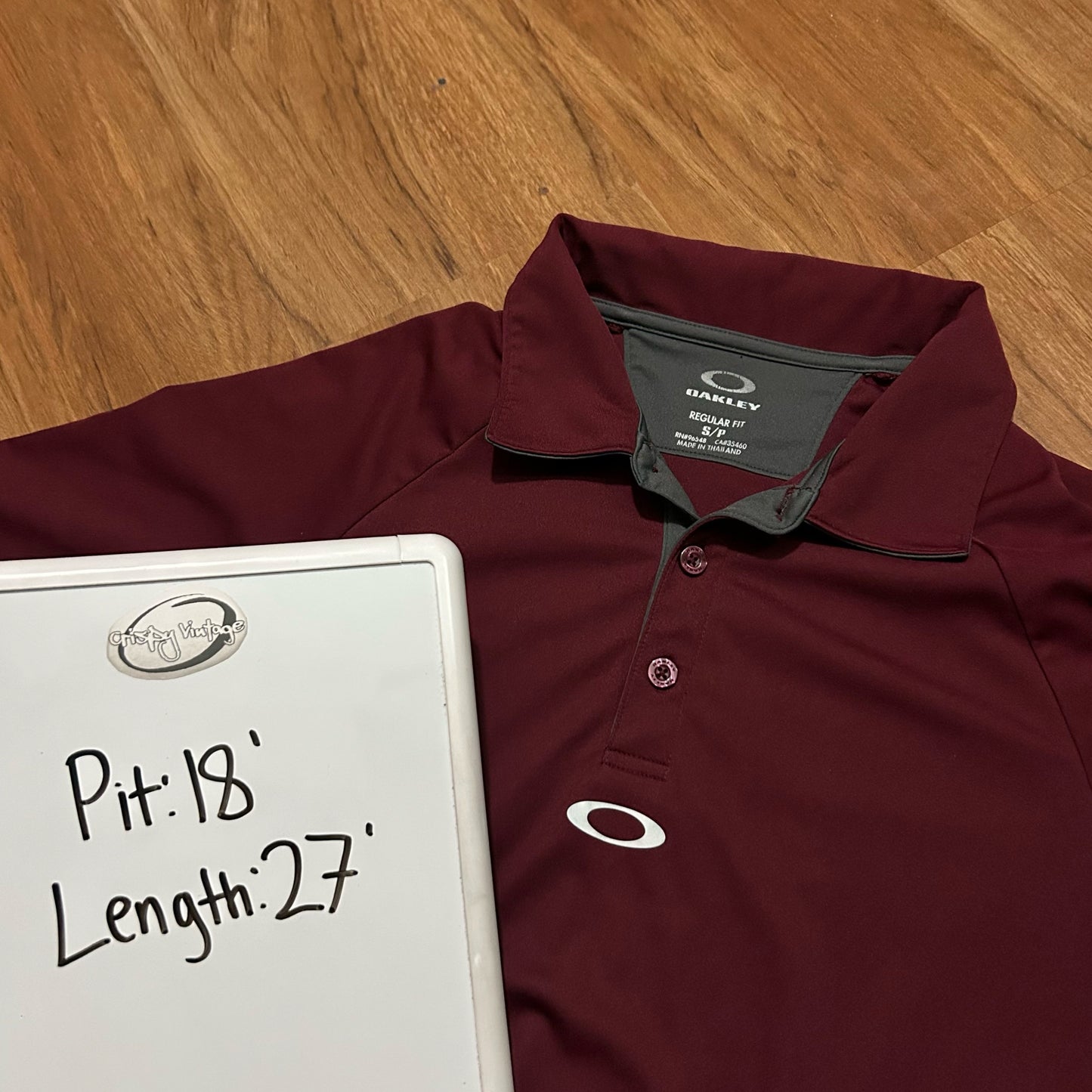 (S) Oakley Center Logo Golf Burgundy Polo Shirt