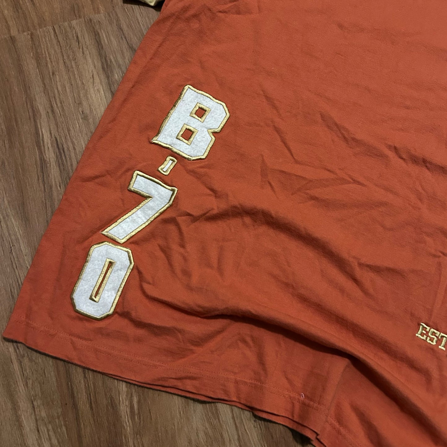(XXL) Vintage 2000s Brooklyn Express Embroidered Patch Orange Yellow T-Shirt