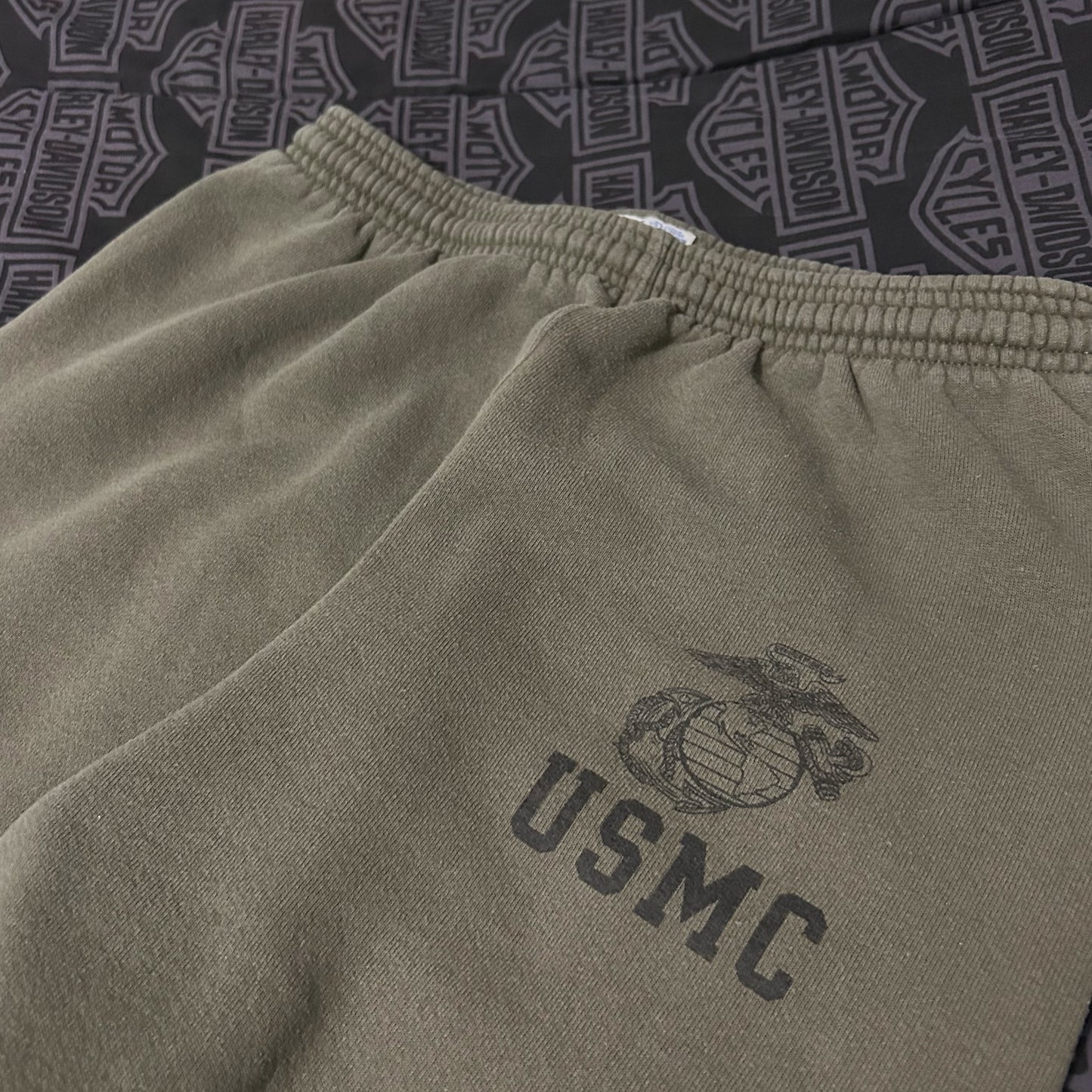 (M) Vintage Soffe USMC Marine Corps Olive Green Sweatpants