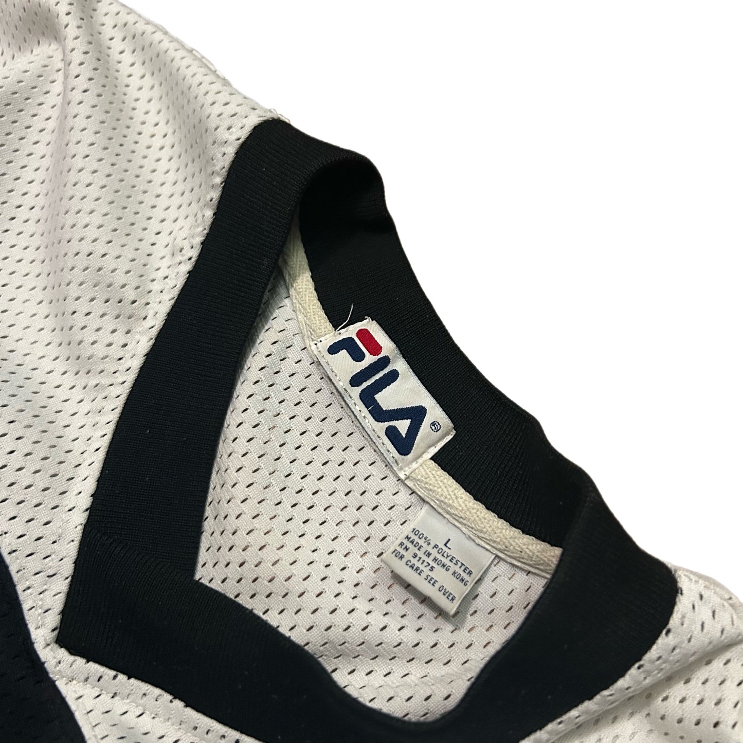 (L) Y2K Fila Sportswear Mesh Jersey Black White Shirt