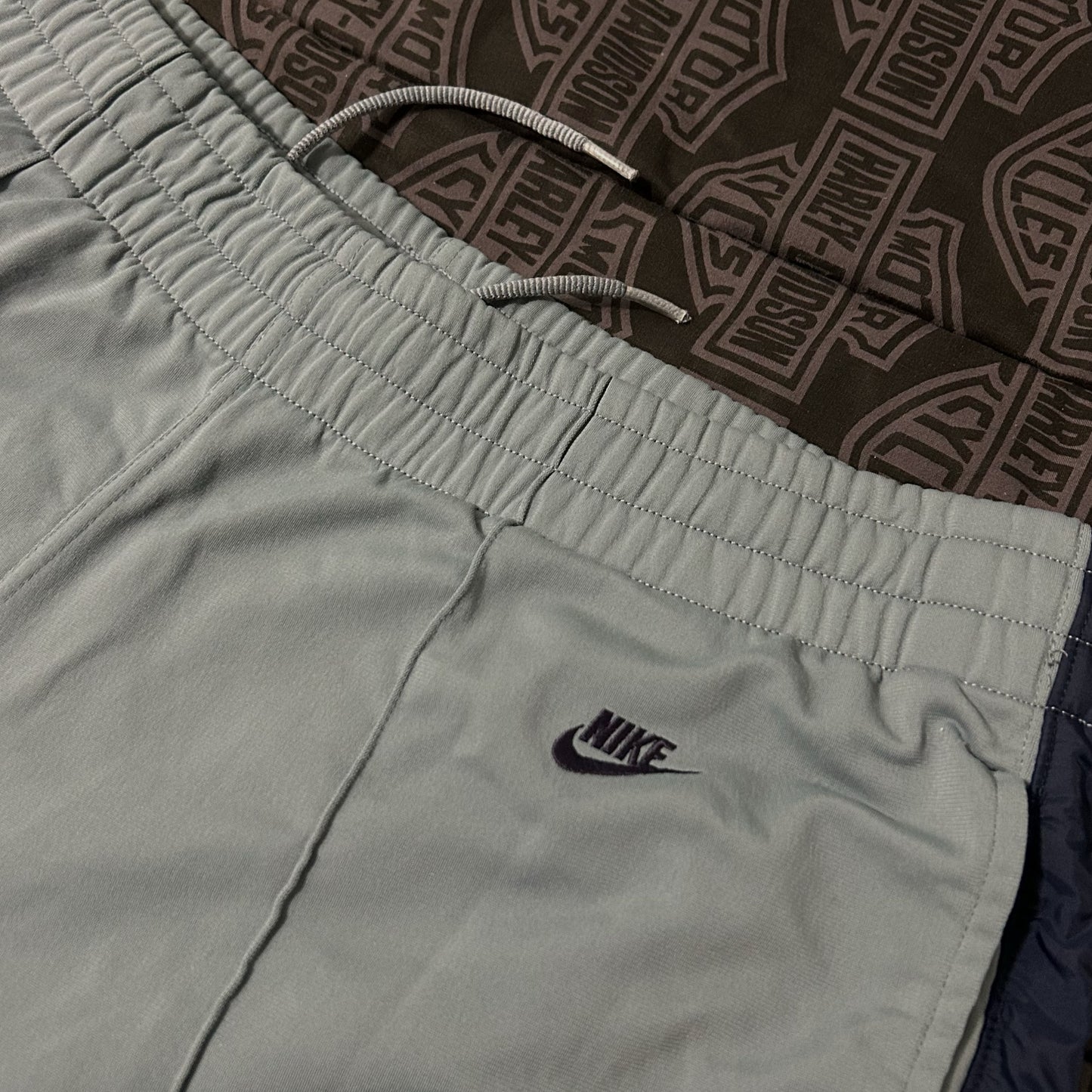 (L) Vintage 90s Nike Baggy Blue Navy Zip Ankle Baggy Track Pants