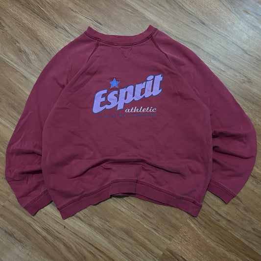 (M) Vintage 90s Esprit Athletic Burgundy Pullover Crewneck