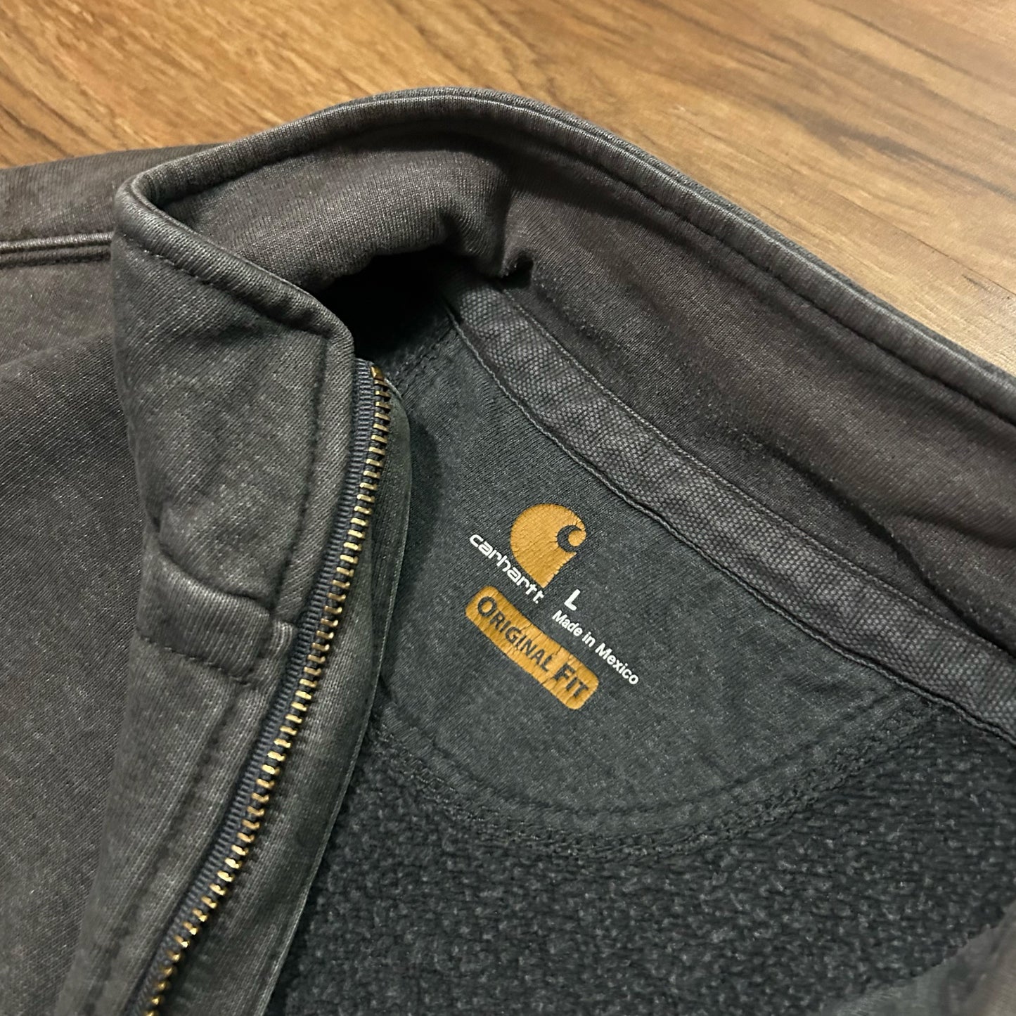 (L) Carhartt Grey Quarter-Zip Pullover
