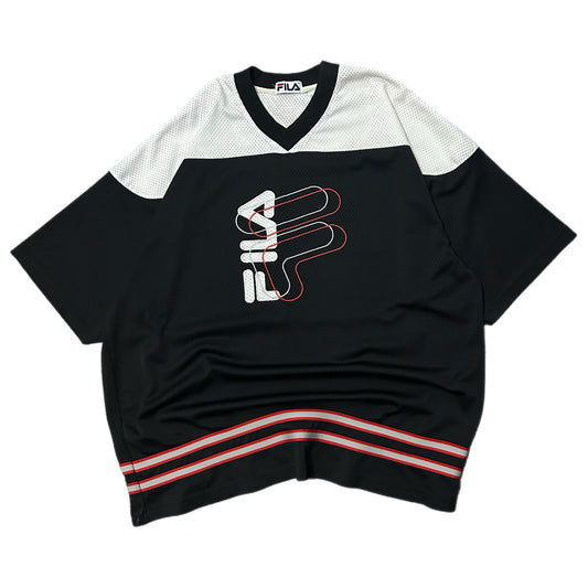 (L) Y2K Fila Sportswear Mesh Jersey Black White Shirt