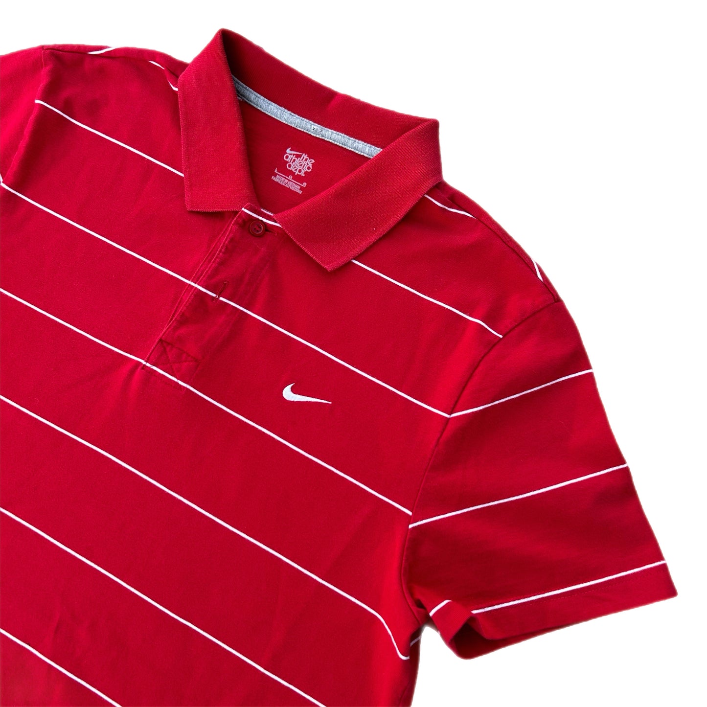 (L) Y2K Nike Red Striped Polo Shirt