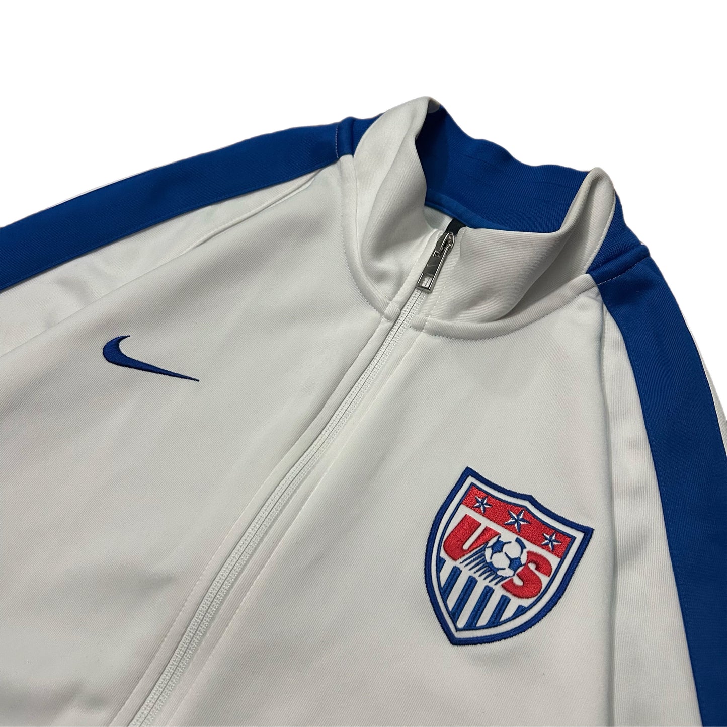 (L) Y2K Nike Team USA Soccer Zip-Up White Track Jacket