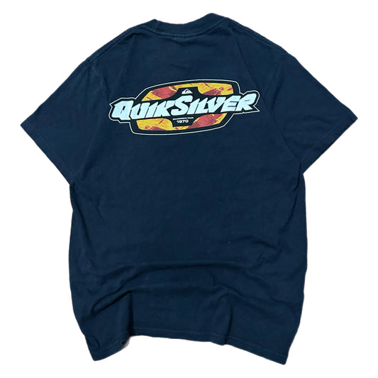 (S) 2000s Quicksilver Middle Logo Navy T-Shirt