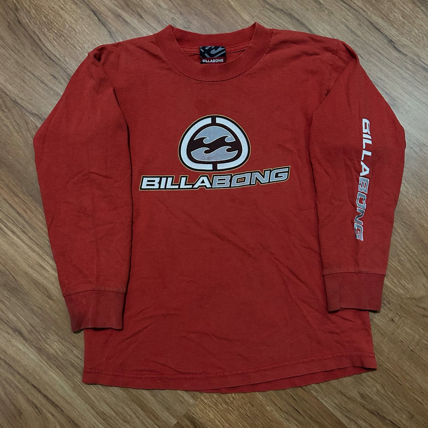 (Youth M) Vintage Y2K Billabong Orange Long Sleeve Graphic Surf Shirt