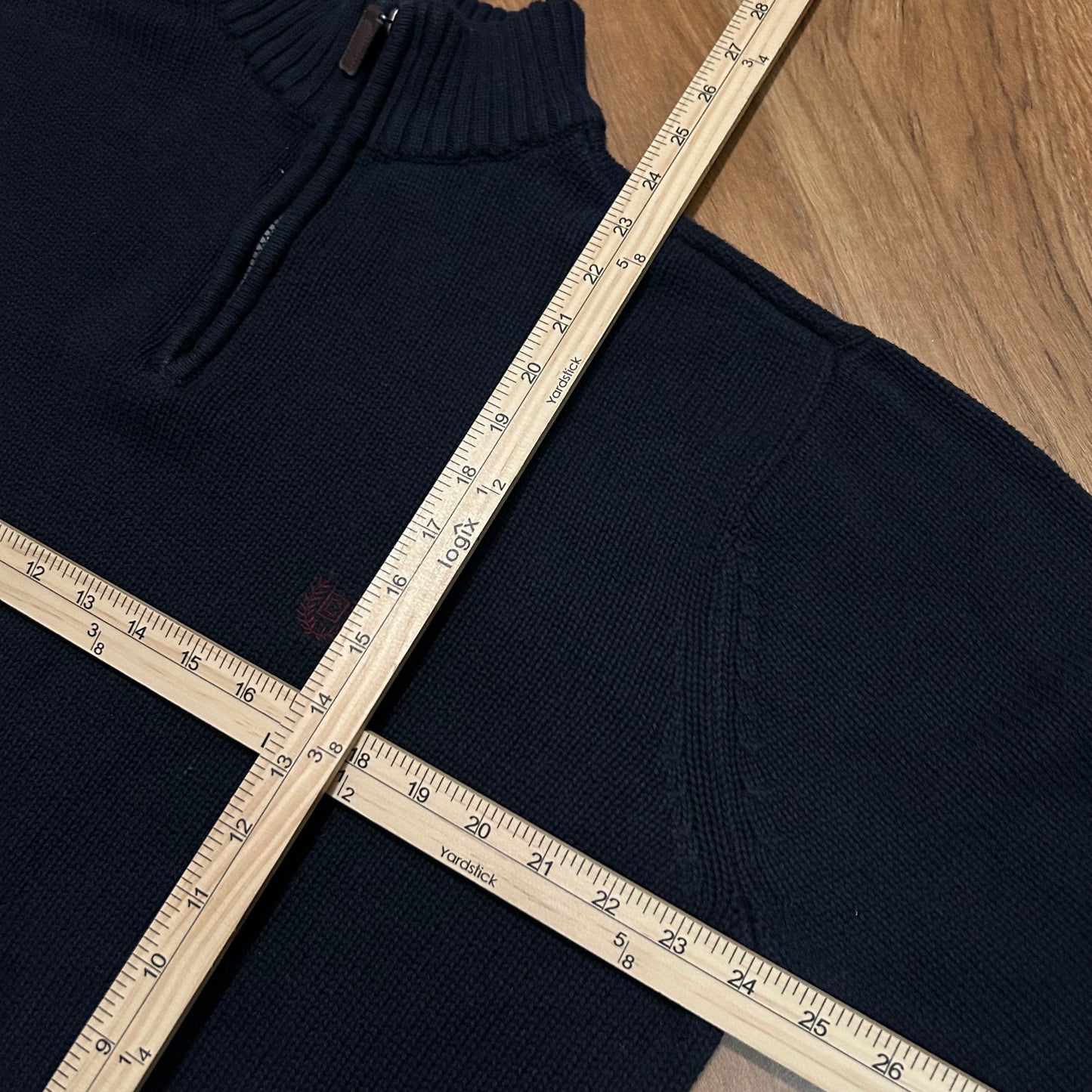(XL) Vintage Chaps Ralph Lauren Knitted Navy Quarter-Zip