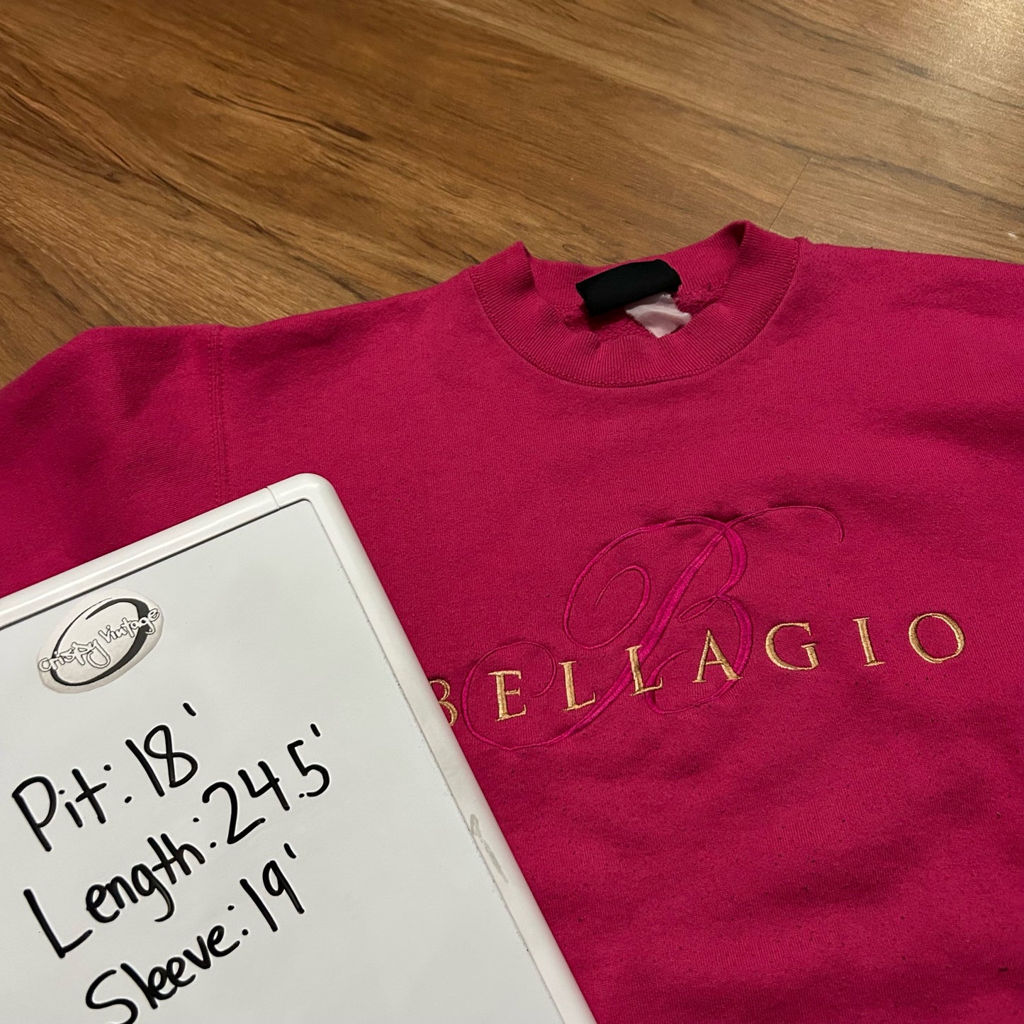 (S) Vintage Las Vegas Beliagio Hotel Pink Pullover Crewneck