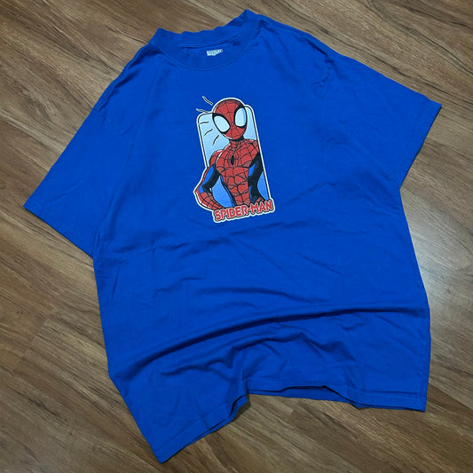 (XL) Marvel's Friendly Neighborhood Spider-Man Cartoon Blue Graphic T-Shirt