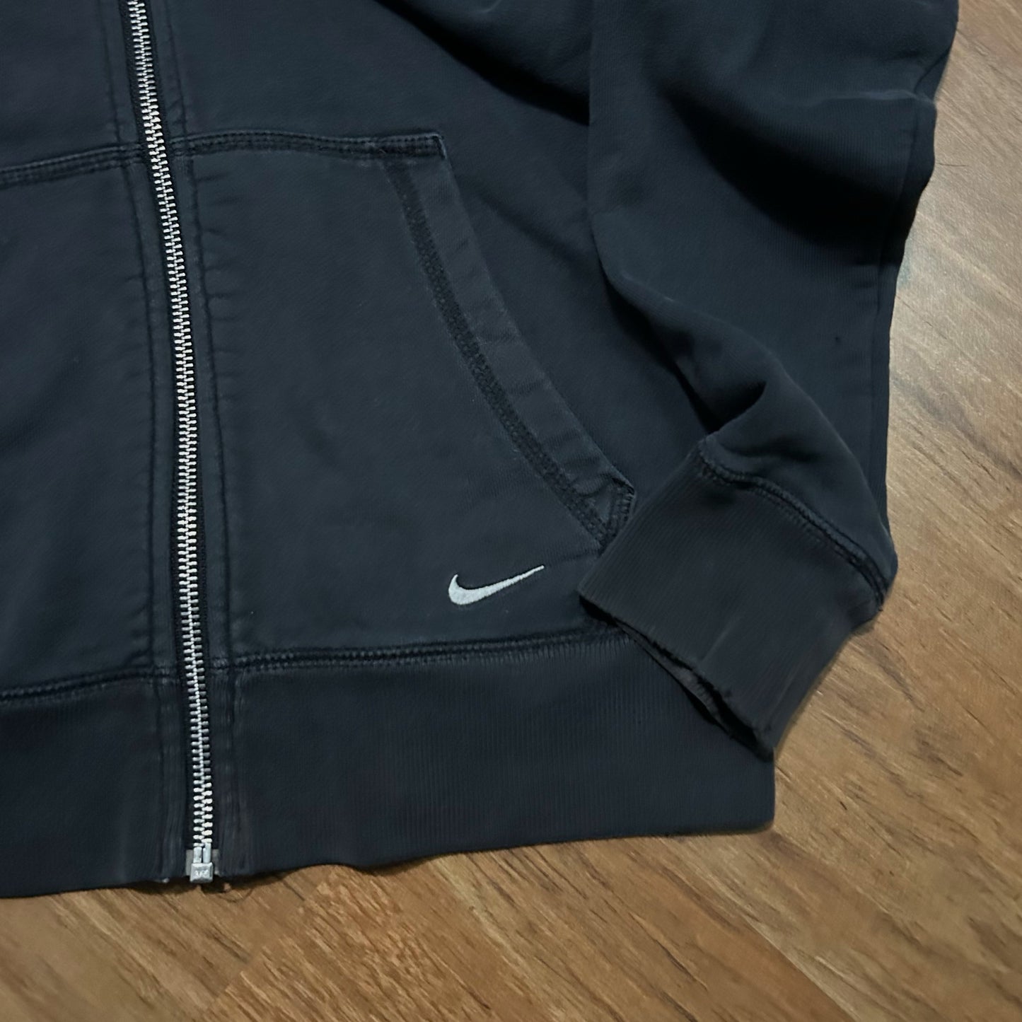 (S) Vintage Y2K Nike Spellout Full Zip Dark Navy Hoodie