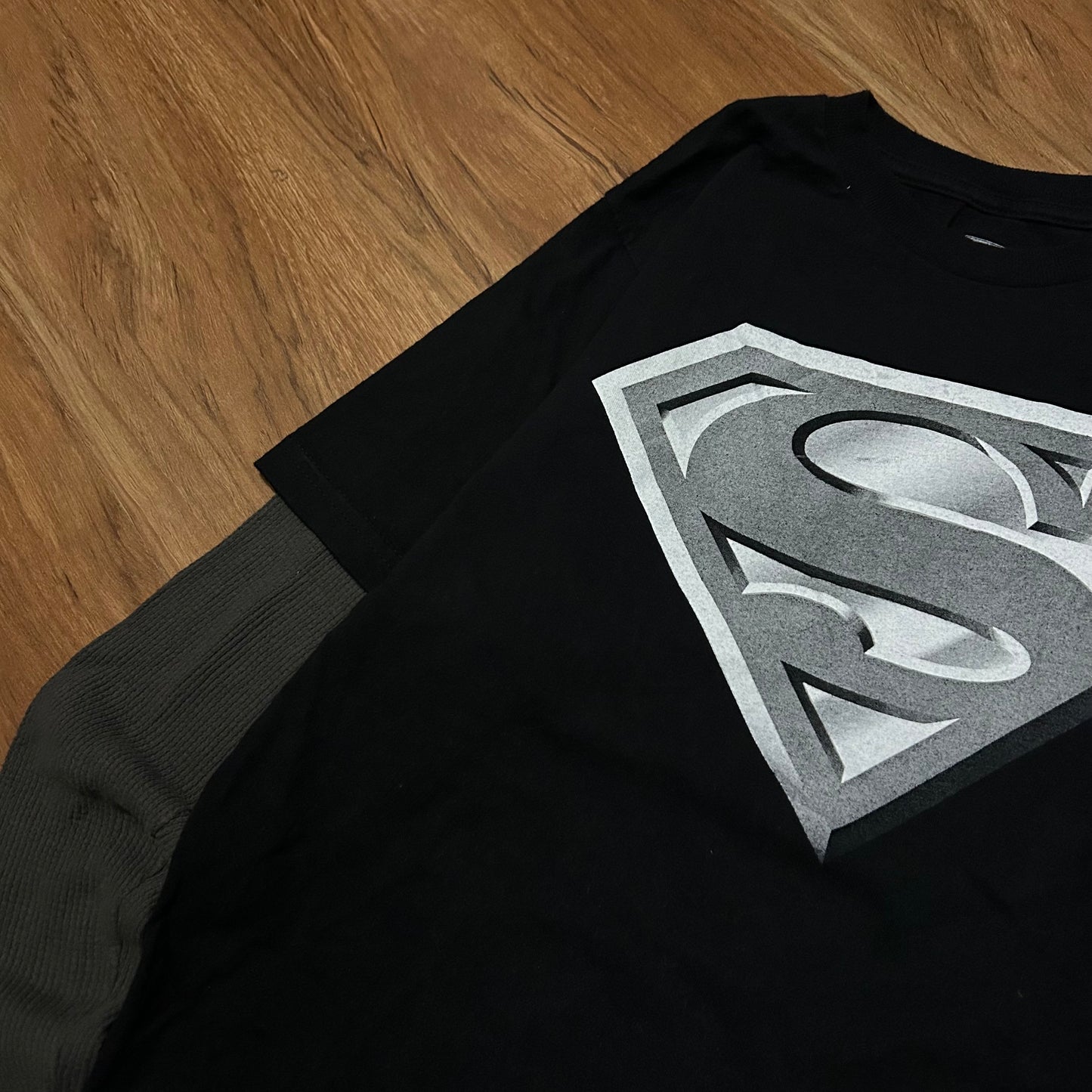 (M) Vintage DC Comics Superman Thermal Long-Sleeve Black Shirt