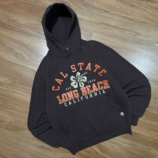 (S) Vintage 90s Russell Athletics CSU Long Beach Brown Pullover Hoodie
