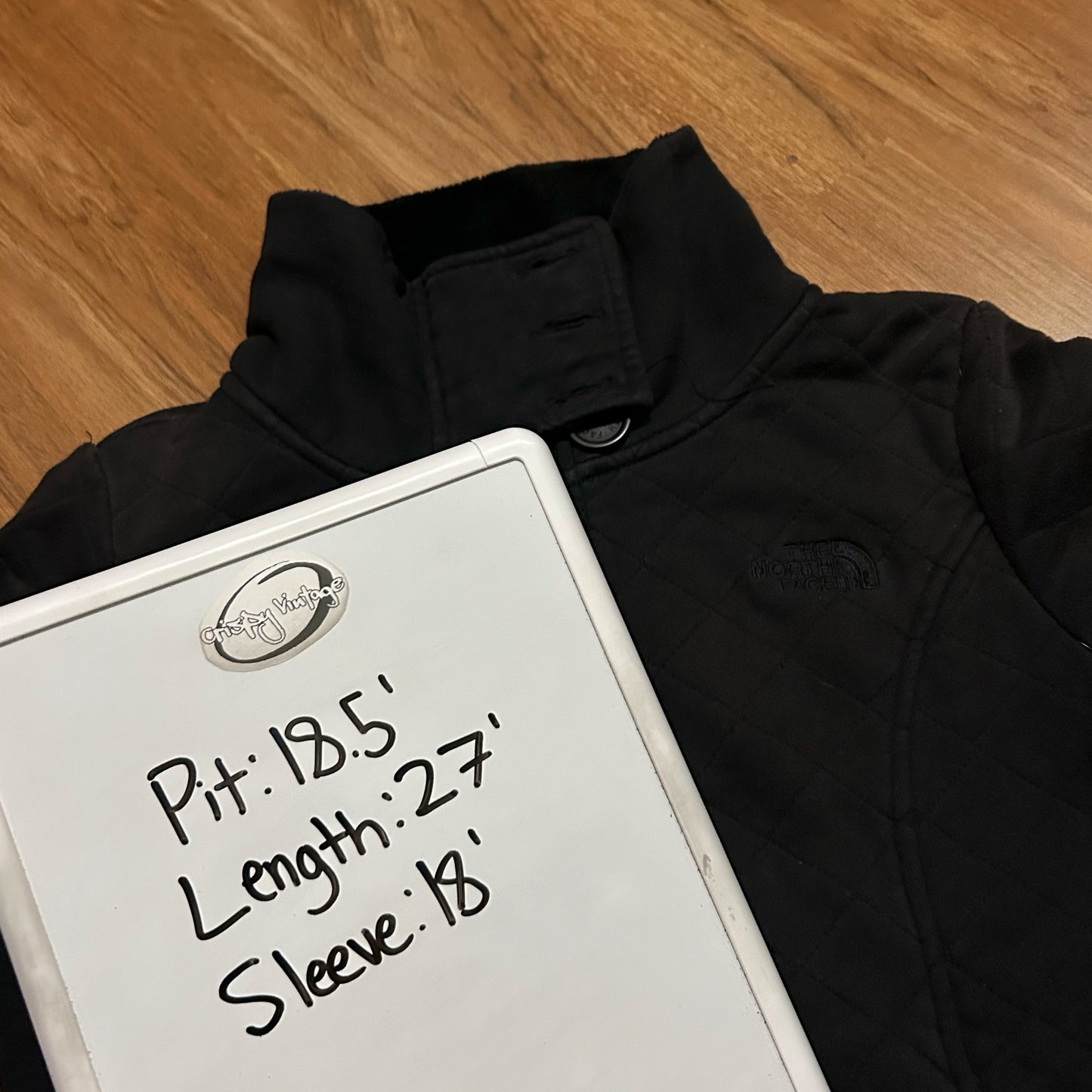 (Women M) The North Face Arctic Quilted Fleece Zip-Up Black Jacket