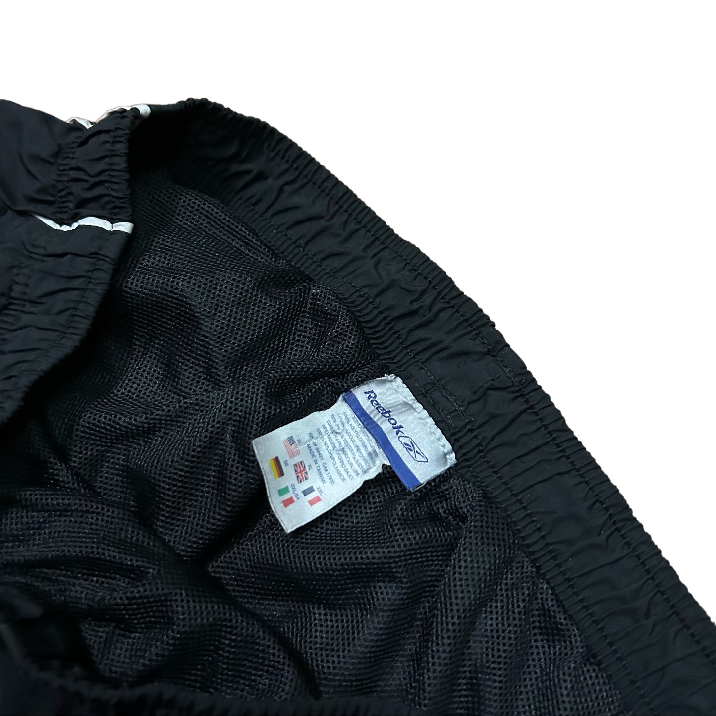 (XL) Y2K Reebok Baggy Black White Track Pants