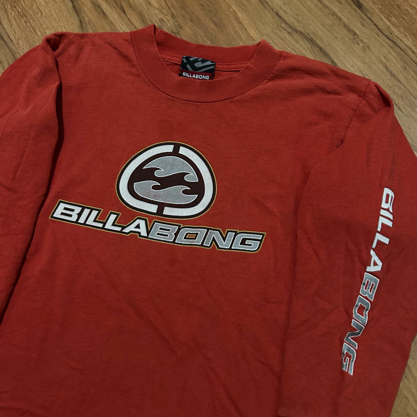 (Youth M) Vintage Y2K Billabong Orange Long Sleeve Graphic Surf Shirt