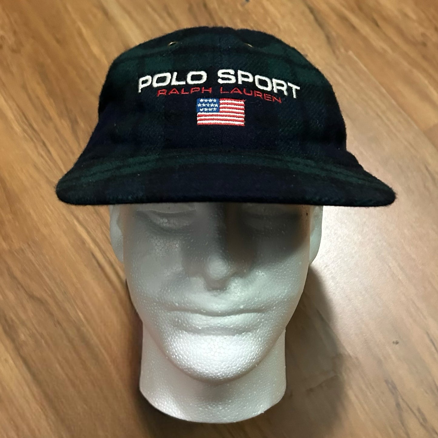 (OS) Vintage Polo Sport Ralph Lauren 6 Panel Tartan Plaid Wool Hat