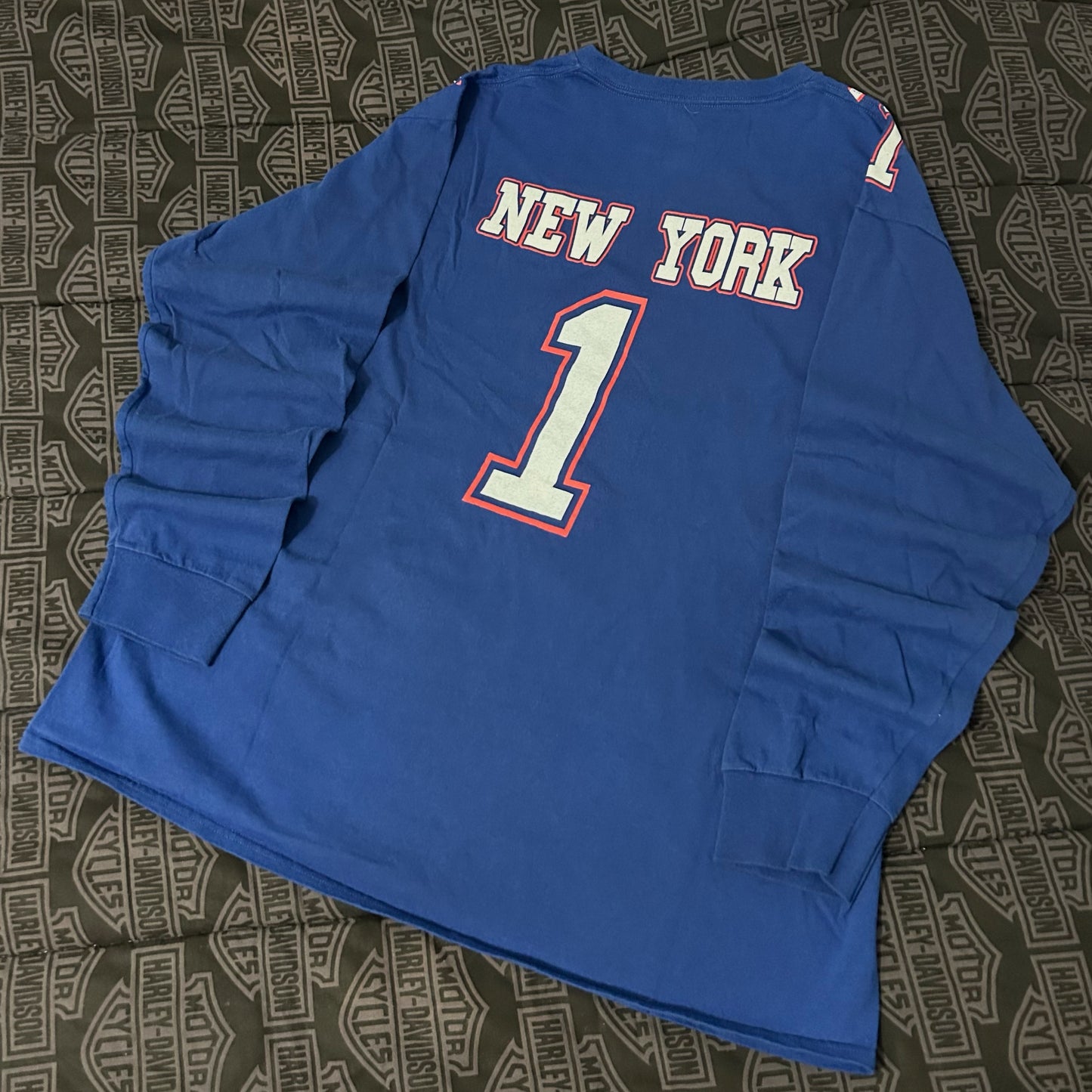 (XL) Majestic New York Giants NFL Royal Blue Long Sleeve Jersey Shirt