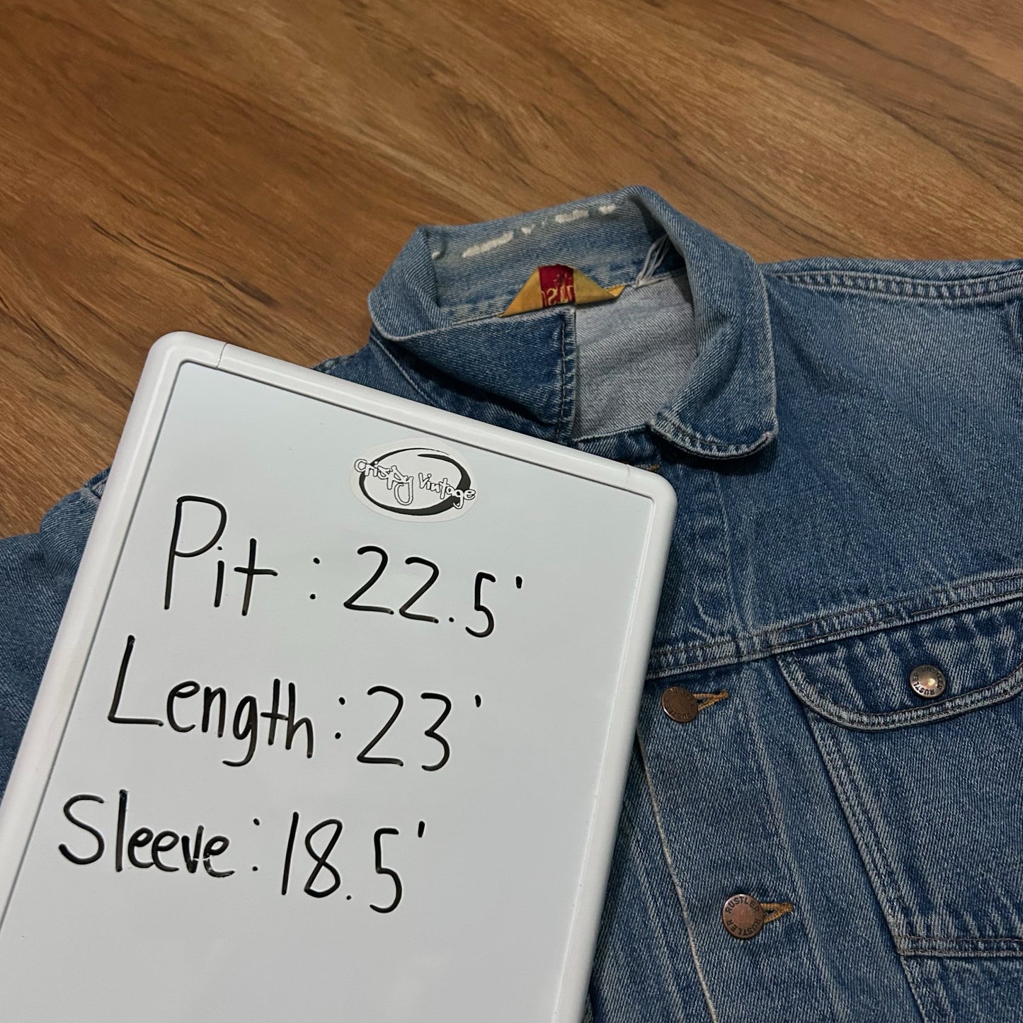 (Women L) Vintage Women's Rustler Made In USA Blue Denim Trucker Jacket