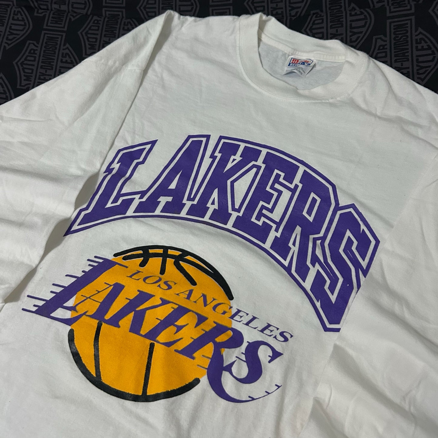 (XL) Vintage Y2K Los Angeles Lakers Big Logo White Longsleeve T-Shirt