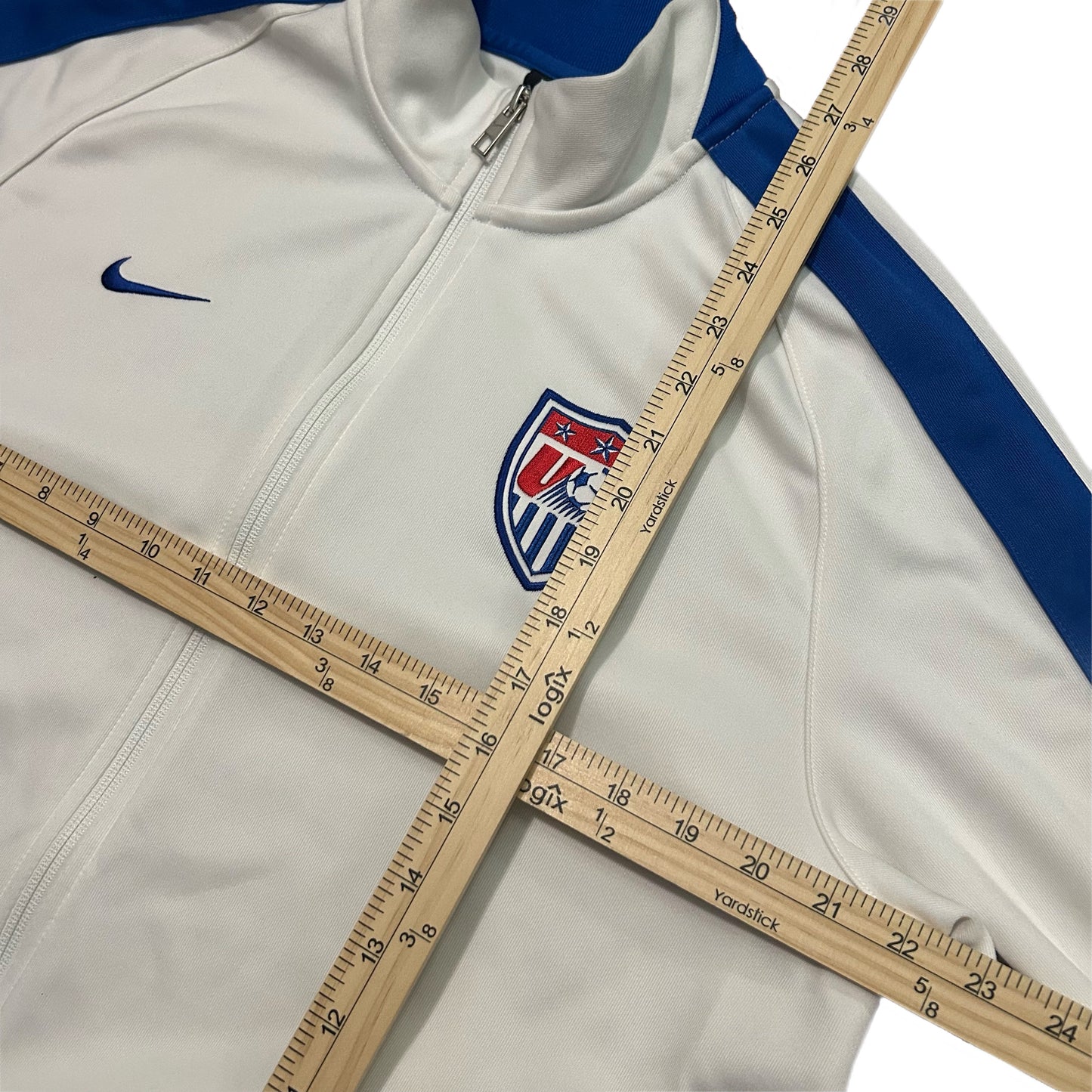 (L) Y2K Nike Team USA Soccer Zip-Up White Track Jacket